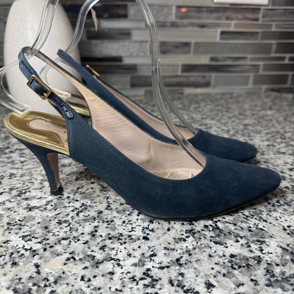 Salvatore Ferragamo Women’s Cosamina Blue Navy Slingback Heels Size 7